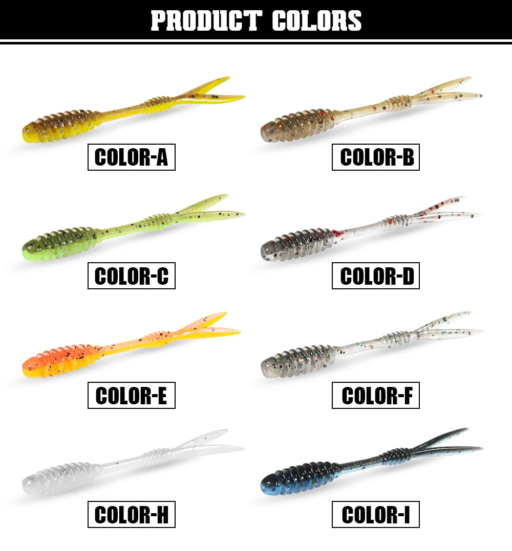 Split Tail Ajing Worm Soft Plastic 55mm