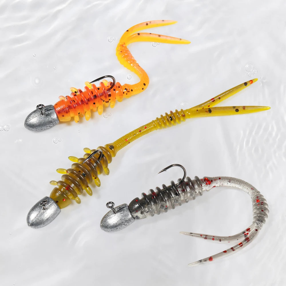 Split Tail Ajing Worm Soft Plastic 55mm